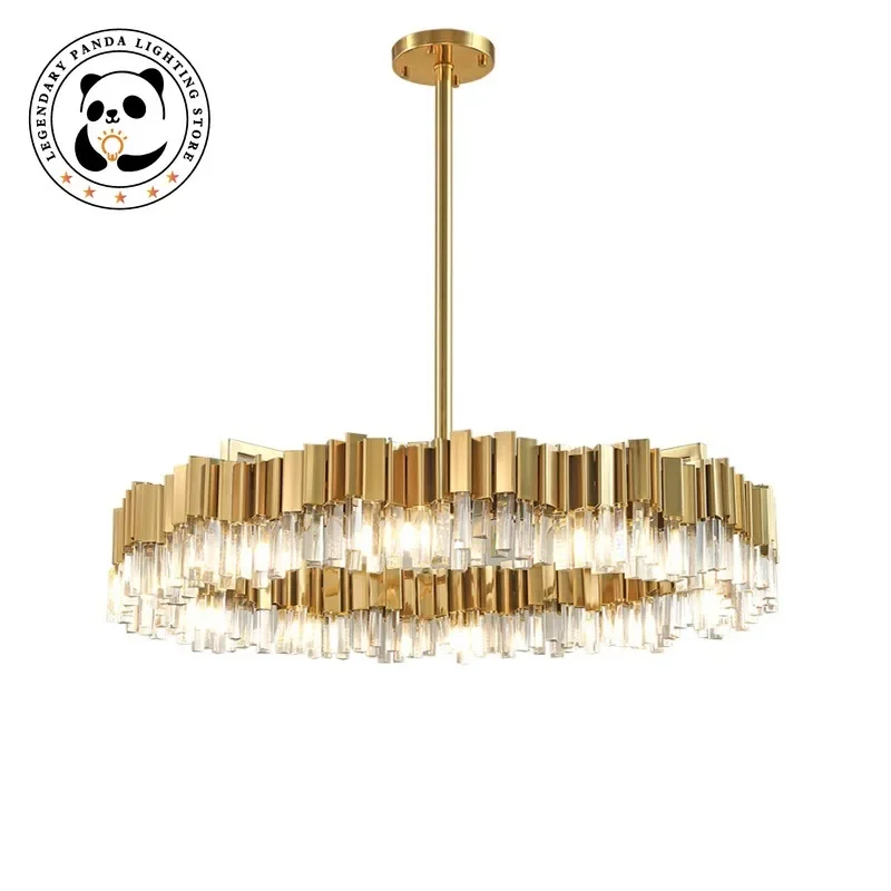 Postmodern Simple Pendant Lamp Art Personality Light Luxury Crystal Lampshade Metallic Luster Villa Woonkamer Bedroom Restaurant