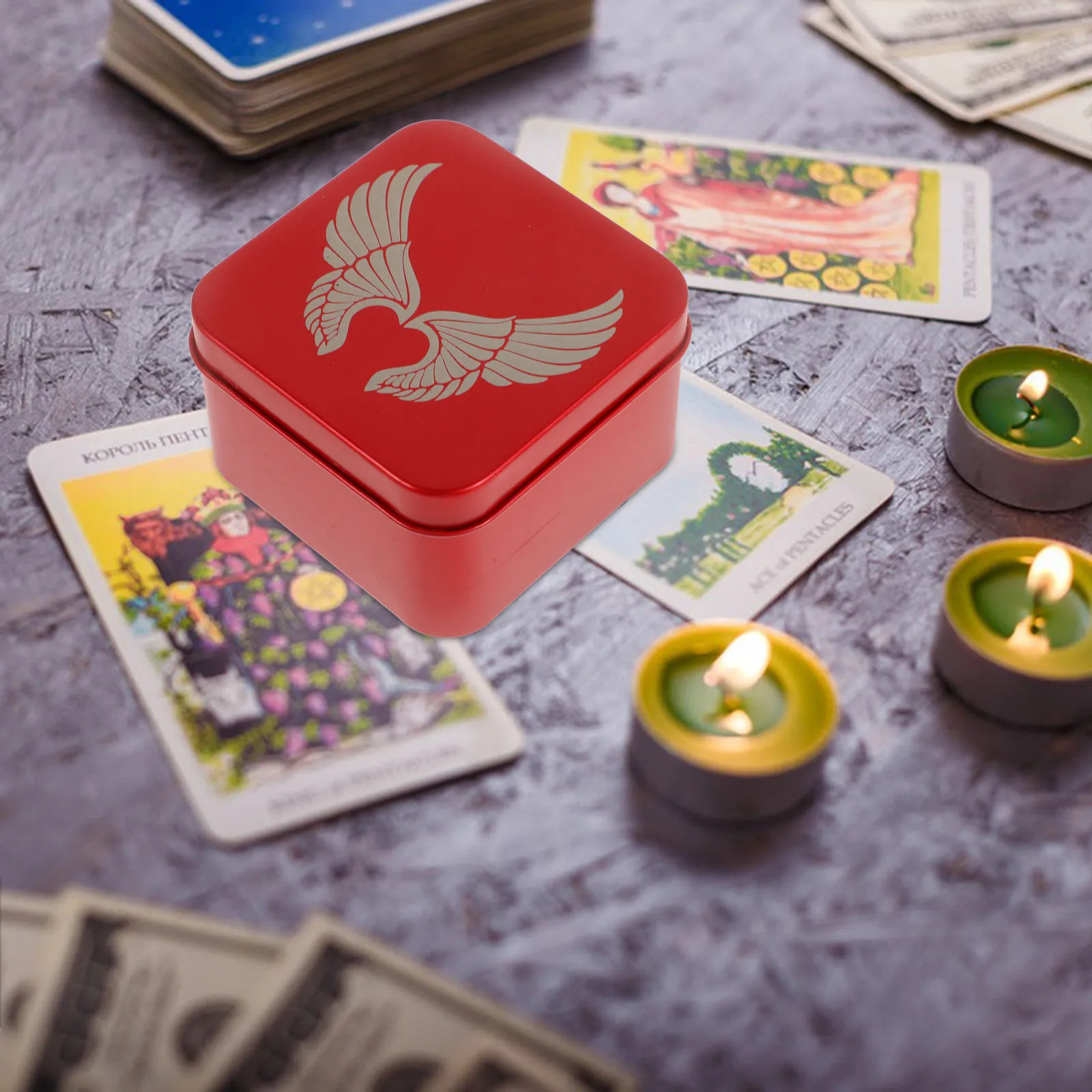 

1pcs Portable Tarot Storage Box Iron Storage Holder for Cards Mini Tarot Card Box Cases TCG Baseball Container