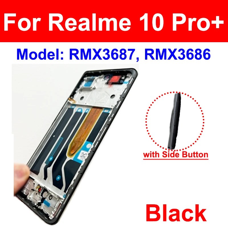 Telaio centrale per Realme 10 Pro Plus RMX3687 RMX3686 cornice centrale del telaio anteriore con sostituzione del tasto laterale