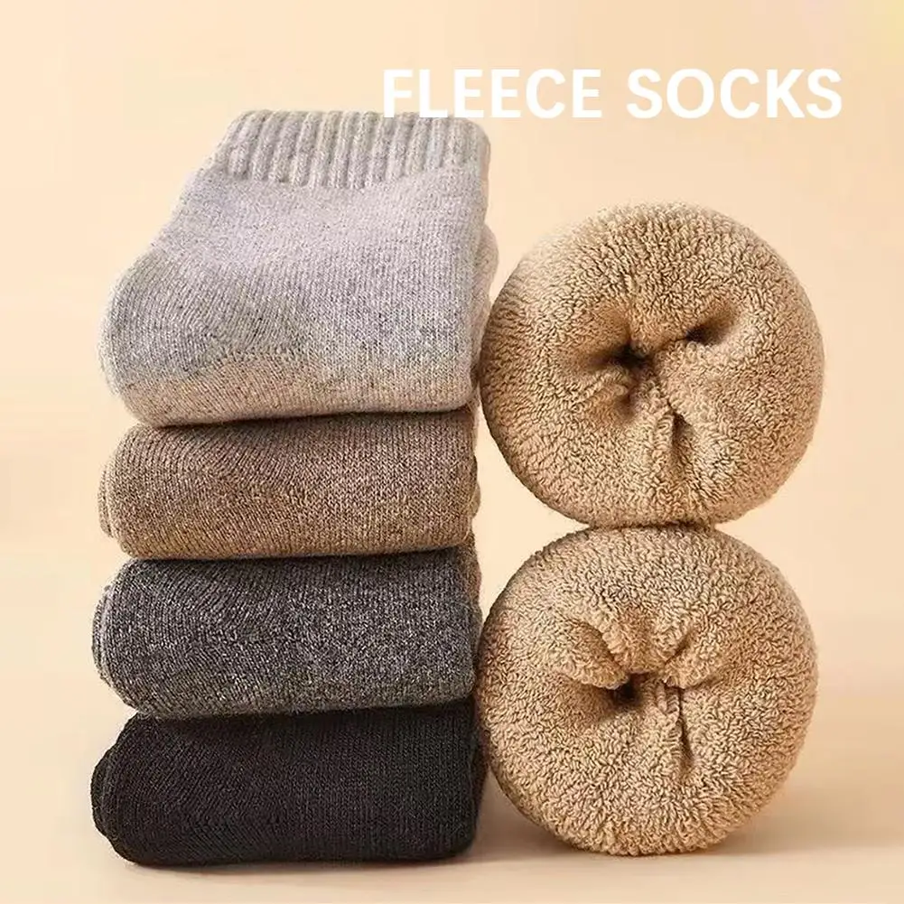 

1/5 пар мужских и женских шерстяных носков для пар, однотонные зимние снежные рождественские подарки, утолщенные теплые флисовые махровые носки с петлями, антифриз