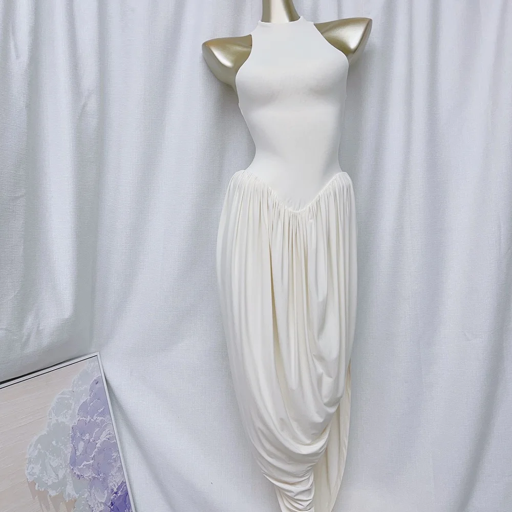 2025 verão feminino tanque vestido de malha estiramento espartilho sexy senhoras vestido tanque y2k nova moda alta qualidade saia plissada sutiã