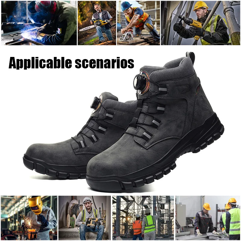 Unstoppable Security Men\'s Fashion Classic Safety Boots Anti smashing and Anti piercing Steel Toe Safety Shoes