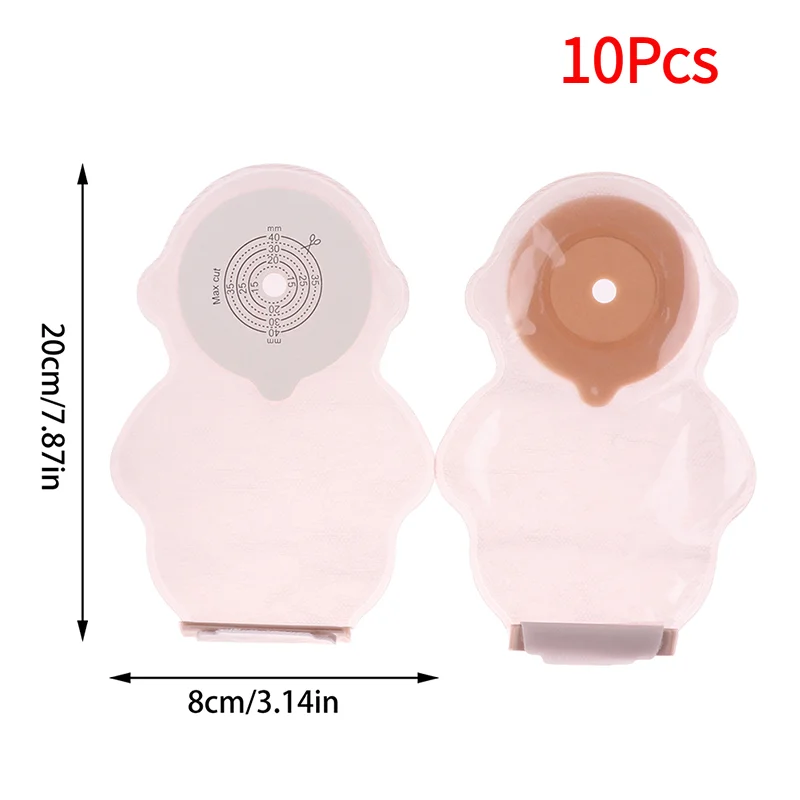 10Pcs Pediatric Sticky Closure One-piece Drainable Colostomy Bag Stoma Care Bags.