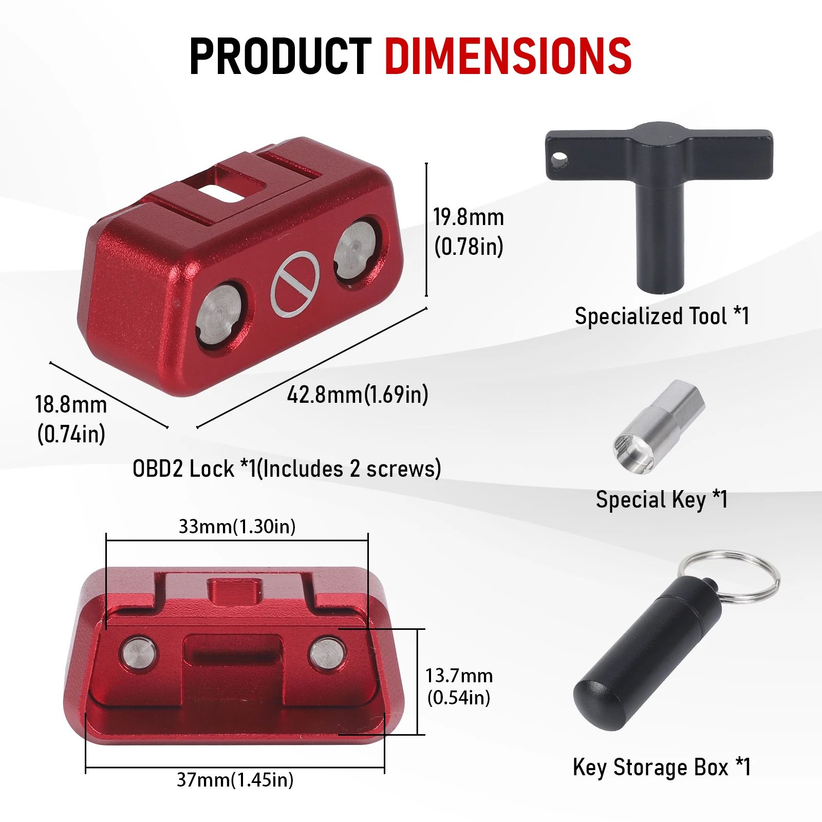 OBD II Port Security Anti-theft Lock Kit For Car SUV Truck Aluminum Alloy OBD Port Security Anti-theft Lock Tool Kit OBD2 lock