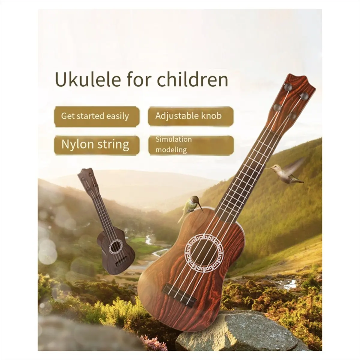 

*A14E Brown Children'S Guitar Ukulele Beginner'S Instrument Toddler Guitar Mini Size Classical Ukulele