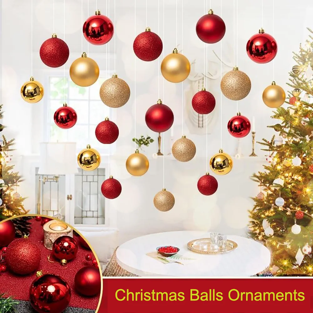 Christmas Decoration Ornament Ball 6/8/10/12cm Xmas Tree Hanging Pendant Gold/Silver/Red PVC Ball Home Party Decor New Year Gift