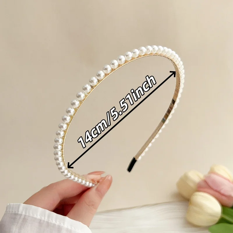 6Pcs French Girl Broken Flower Pearl Headband Retro Diamond Hair Decoration