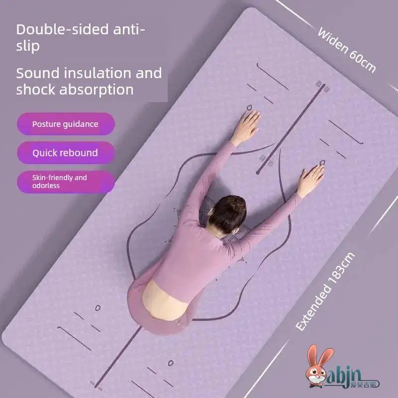 

Thiened Women's Yoga Mat Fitn Sports Anti-slip Home Gym Quiet o Absorption Profional Yoga Mat TPE Material Stripe...