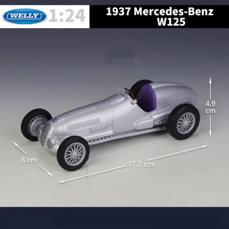 WELLY-Modèle de voiture de sport classique en alliage moulé sous pression, véhicules jouets, simulation de voiture, cadeau pour enfants, Mercedes Benz W125, 1/24, 1937