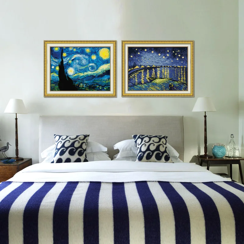 KS 2024 New Cross-Stitch Kit Featuring Van Gogh's Starry Night on the Rhône - KS Cross Stitch Authentic Store  craft kit