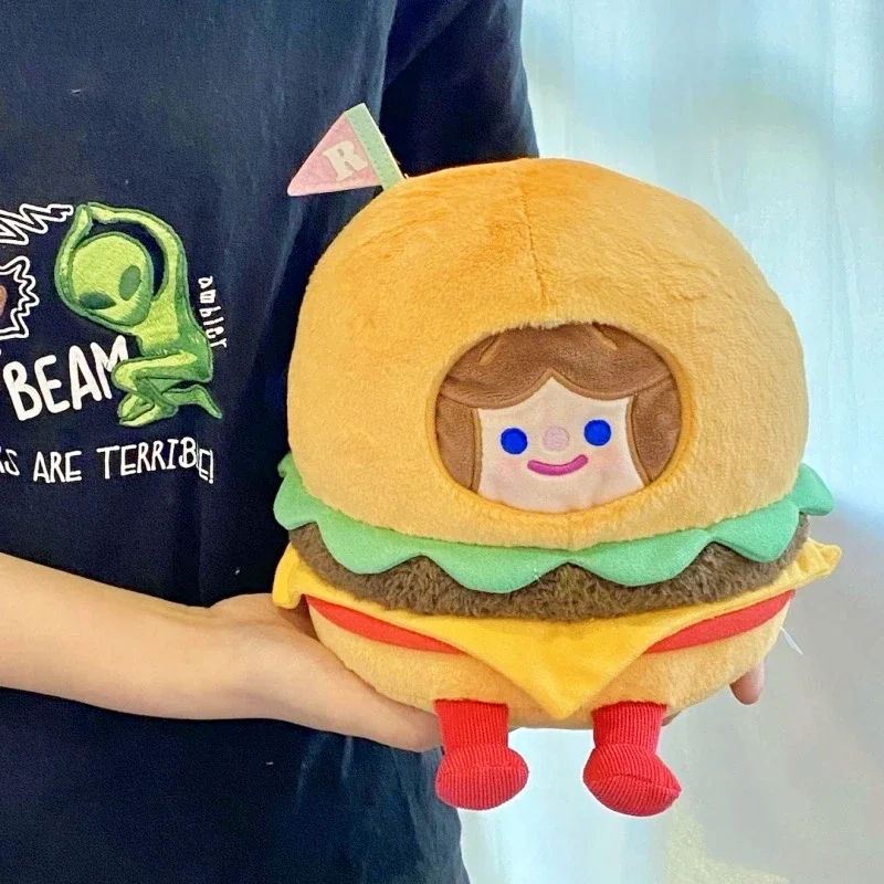 

Original Rico Happy Hamburger Yummy Cheese Big Ham Flush Toy Fastfood Anime Figure Doll Art Toy Collection Home Decor