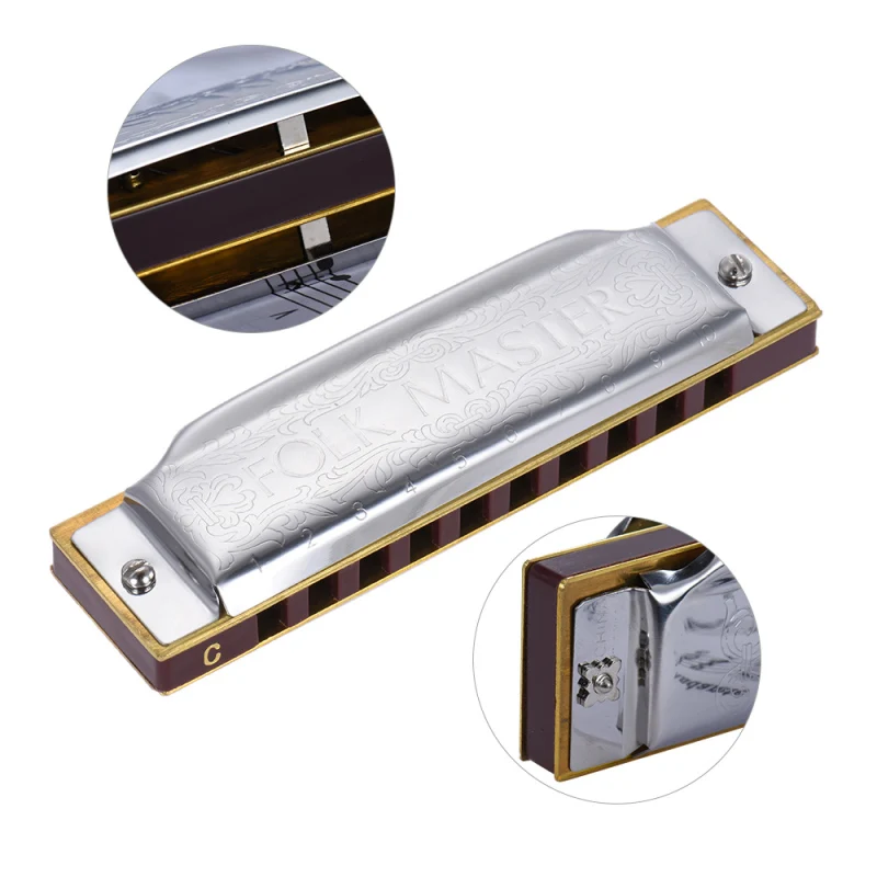 Suzuki 1072-F/1072-E/1072-B/1072-A/1072-C Folkmaster Standard 10-Hole Diatonic Harmonica Key of F 20 Tone for Beginner Student