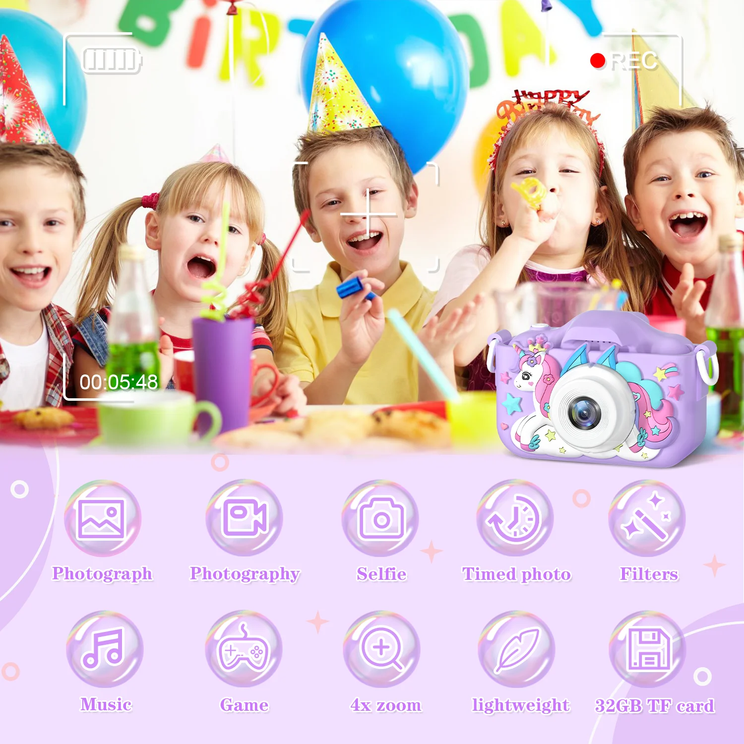 Appareil photo numérique pour enfants de 7 à 12 ans, mini jouets, prise de vue vidéo HD 1080p, cadeaux d'anniversaire, jouet pour bébé, mignon, Nairobi Orn