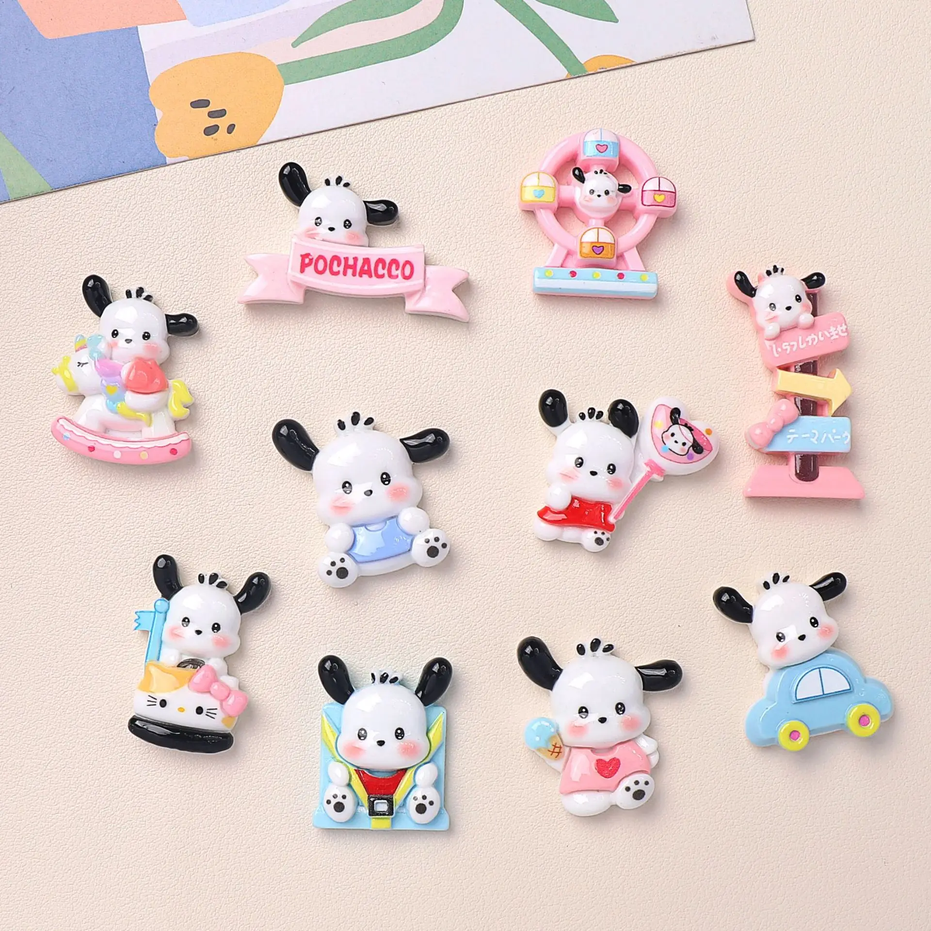 

10Pcs-50pcs New Kawaii Cartoon Sanrio Pochacco Resin Scrapbook Diy Jewellery Hairpin Accessories Decorate Craft Resin accessor