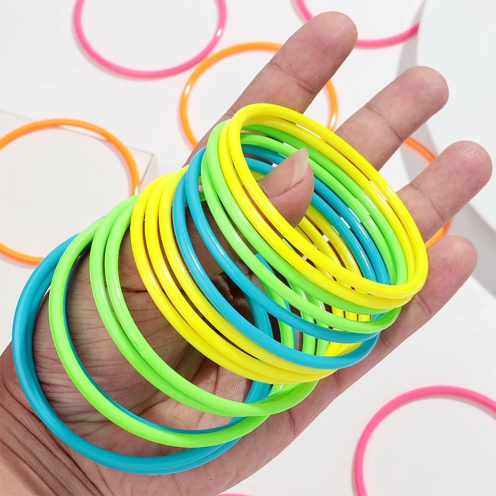 5/10/20 قطعة العصرية الاكريليك النيون الملونة الجولة هندسية رقيقة أساور مجموعة متعدد الألوان تكويم سوار الإكسسوارات