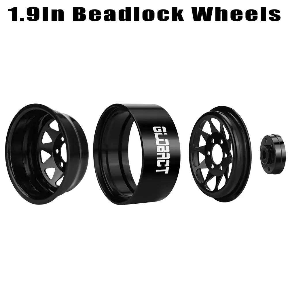 GLOBACT Aluminum 1.9inch Beadlock Wheels RC Wheel Hub -11.5mm Offset for TRX4 TRX6 SCX10 Redcat 1/10 RC Crawler Upgrade Part