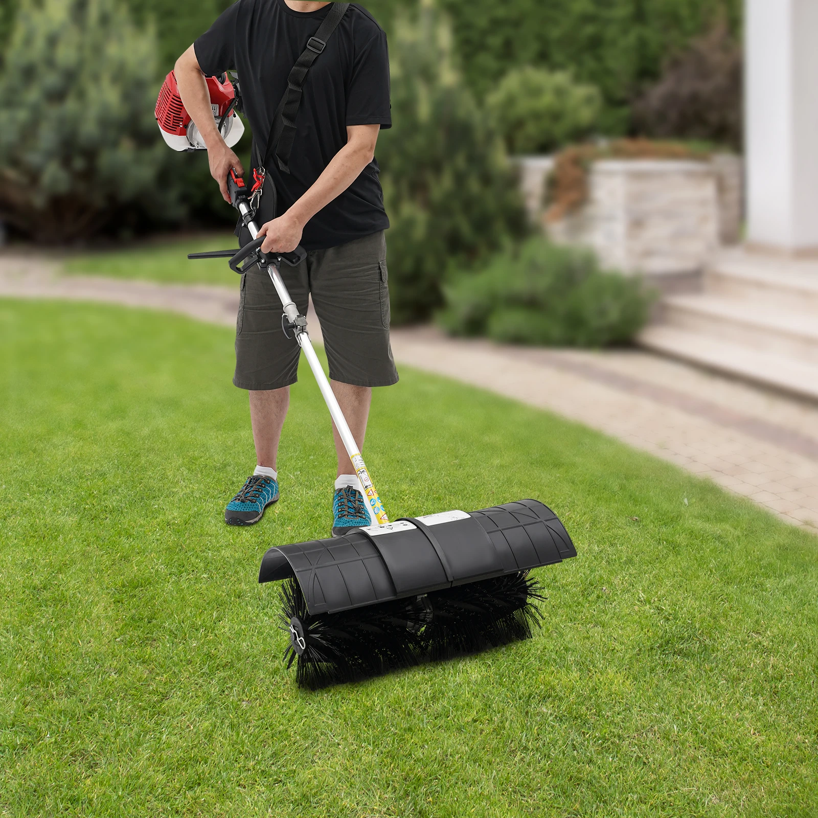 

Hand Held Sweeper, Artificial Grass Brush Gasoline Powered Broom, Lawn Sweeper