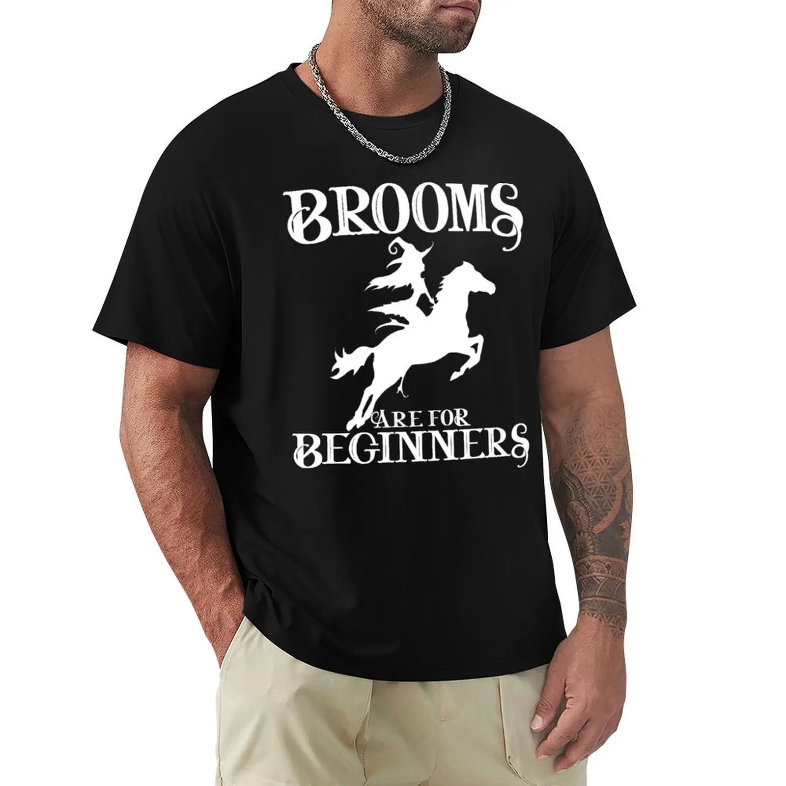 Brooms Are For Beginners Funny Witch Halloween T-Shirt Sport Basic Moisture Wicking Tee