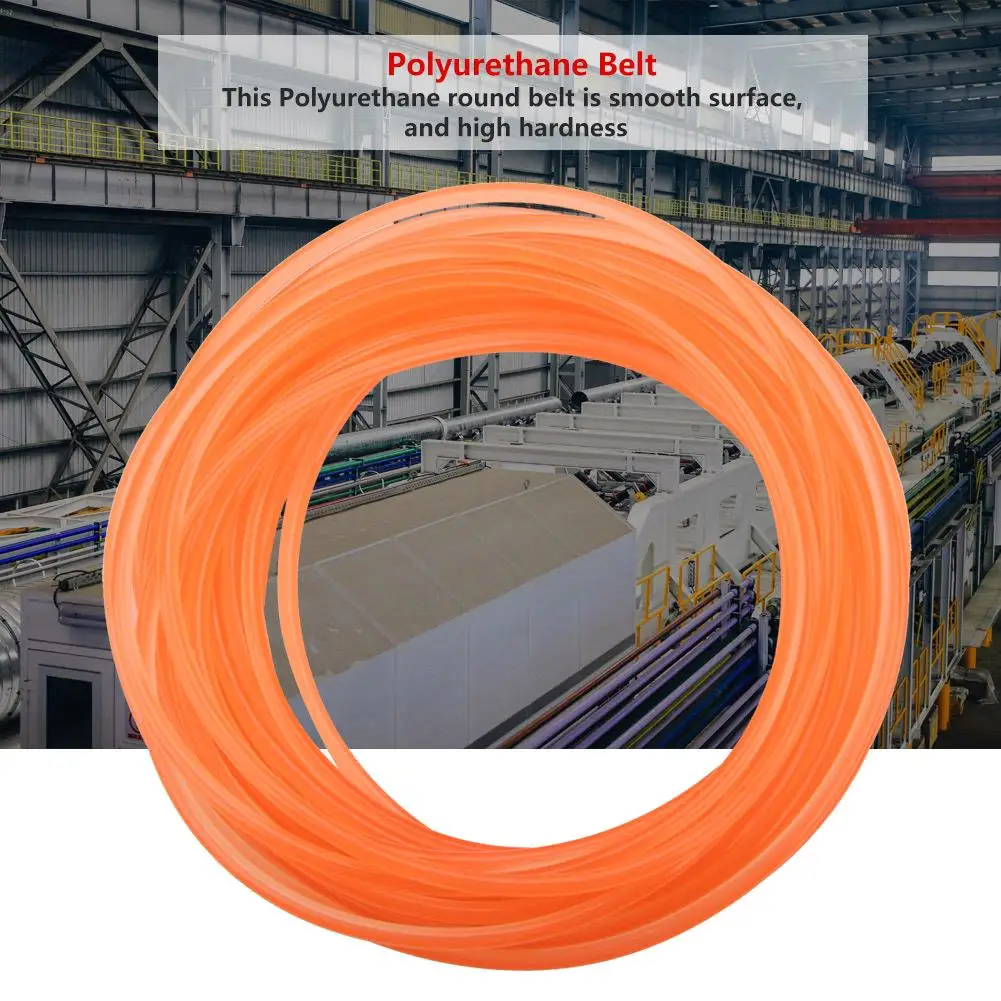 Durable Orange Smooth PU Polyurethane Round Belt 6mm Diameter 10m Length for drive Transmission