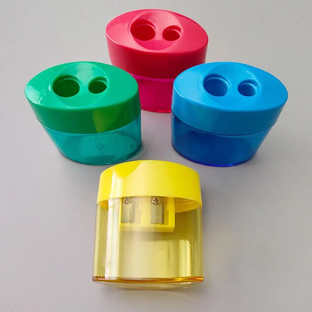 Double-hole Pencil Sharpener Manual Handheld Dual Holes Compact Pencil Sharpener Dual-Function Sharpener Stationery Supplies