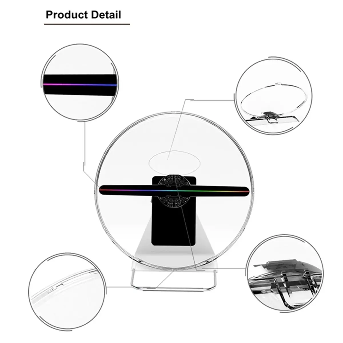 3D LED Hologram Fan Projector 30cm Advertising Display with Protective Cover, WiFi APP Control, Programmable EU Plug