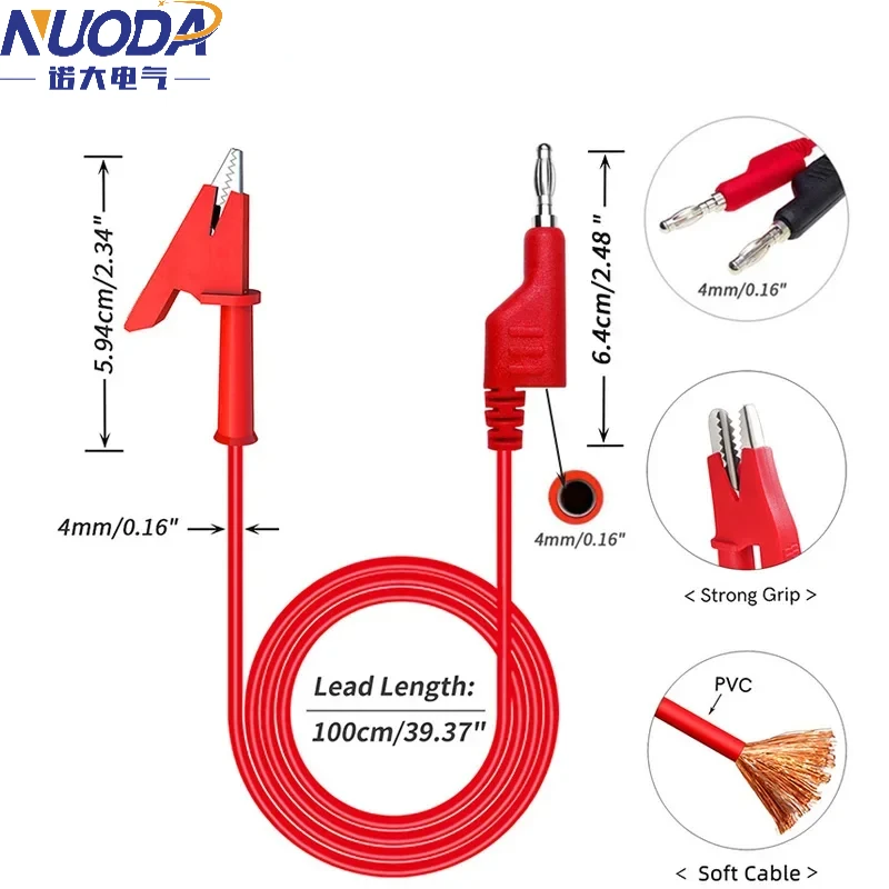 Imagem -05 - Empilhável Banana Plug para Jacaré Crocodilo Grampo Multímetro Test Leads Cabo Pvc Macio 1m 2m 3m Fio mm P1037 Pcs