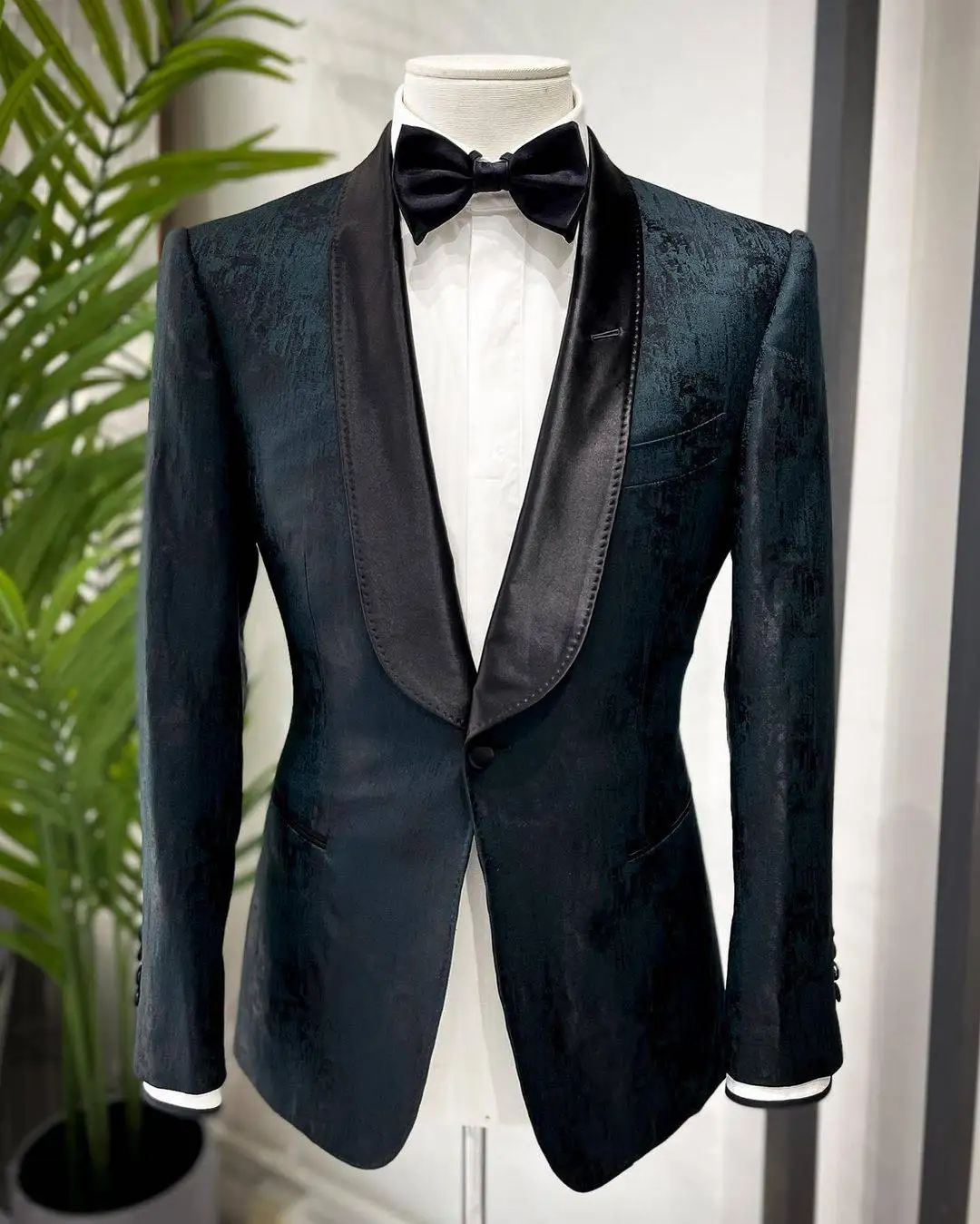 メンズスーツテクスチャブレザーカスタマイズされたワンピーススリムフィット新郎タキシードファッション結婚式フォーマルな機会オーダーメイド着用ジャケット