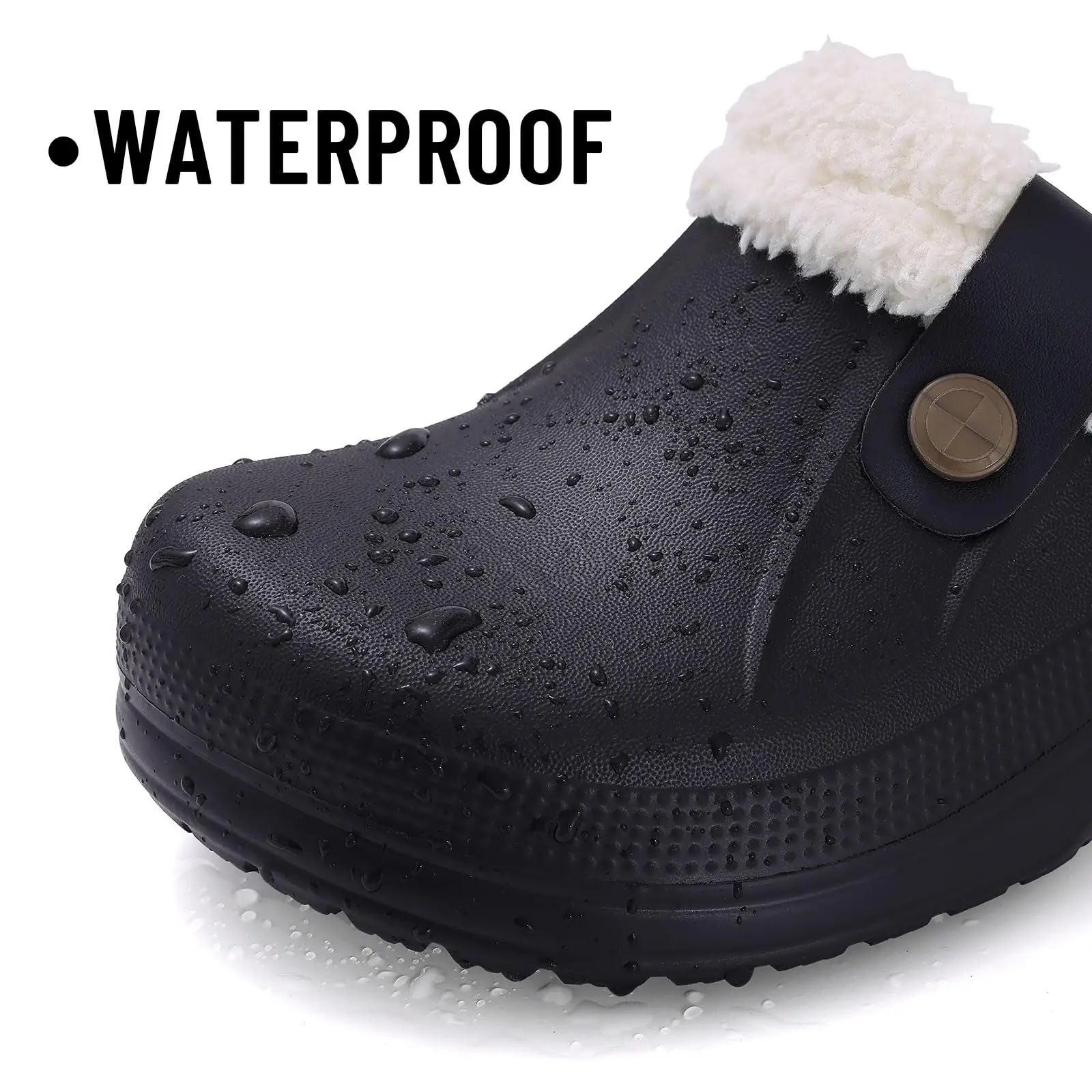 Lächeln Winter Pelz Gefüttert Clogs Frauen Fuzzy Hausschuhe Männer Warme Hausschuhe Erwachsene Outdoor Wasserdichte Hausschuhe Komfort Garten Clogs – Detail 29