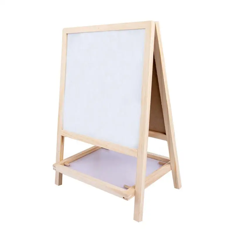 Standing Art Easel Wooden Drawing Board 2-In-1 Folding Double-Side Magnetic Writing Board For Kids Tabletop Chalkboard Signs