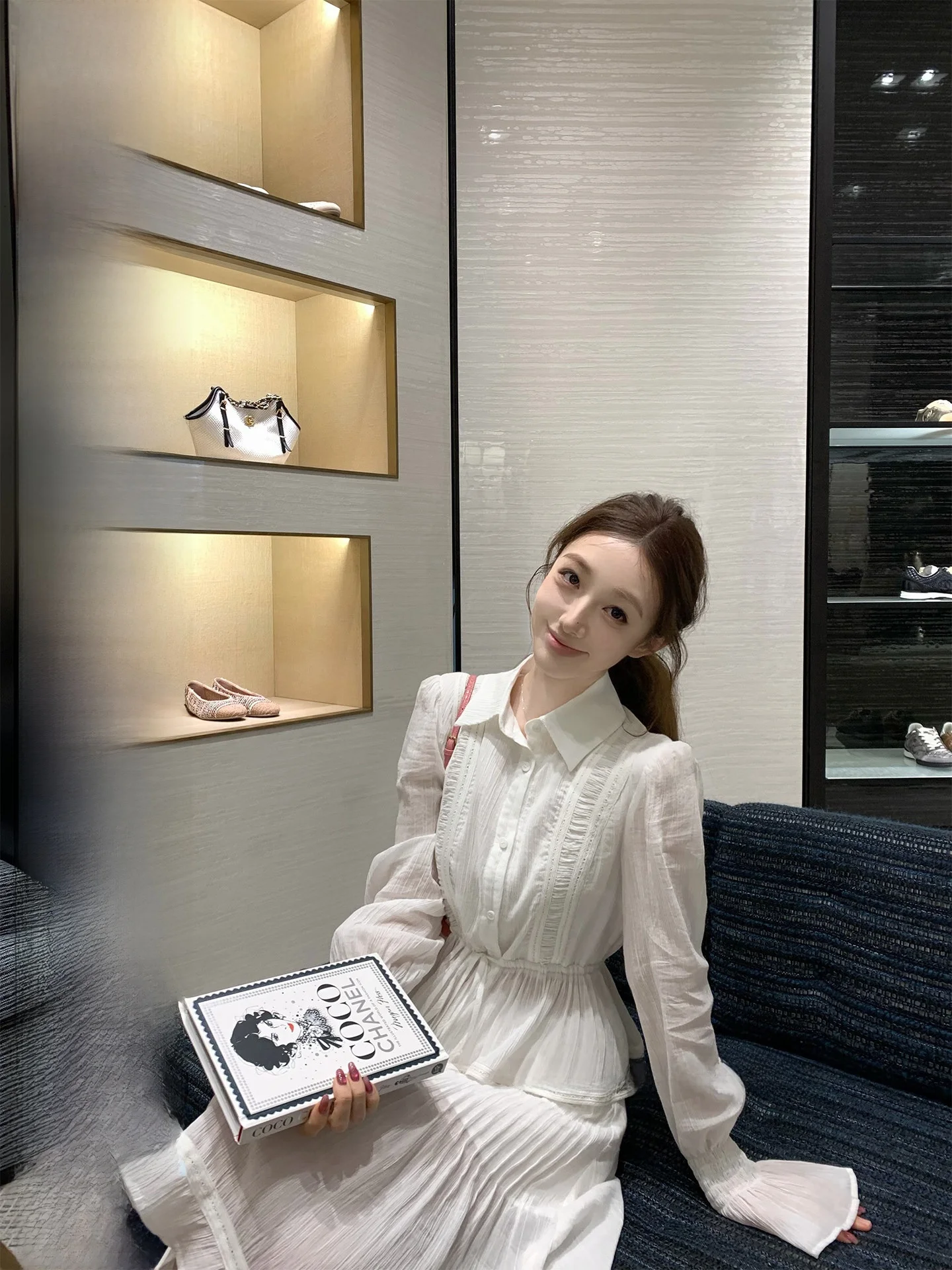 

Cotton Casual Sle irt And Skirt Set for Women Rich Girl Preppy Sle Long Sve Breathable Thin Cotton Daily Wear