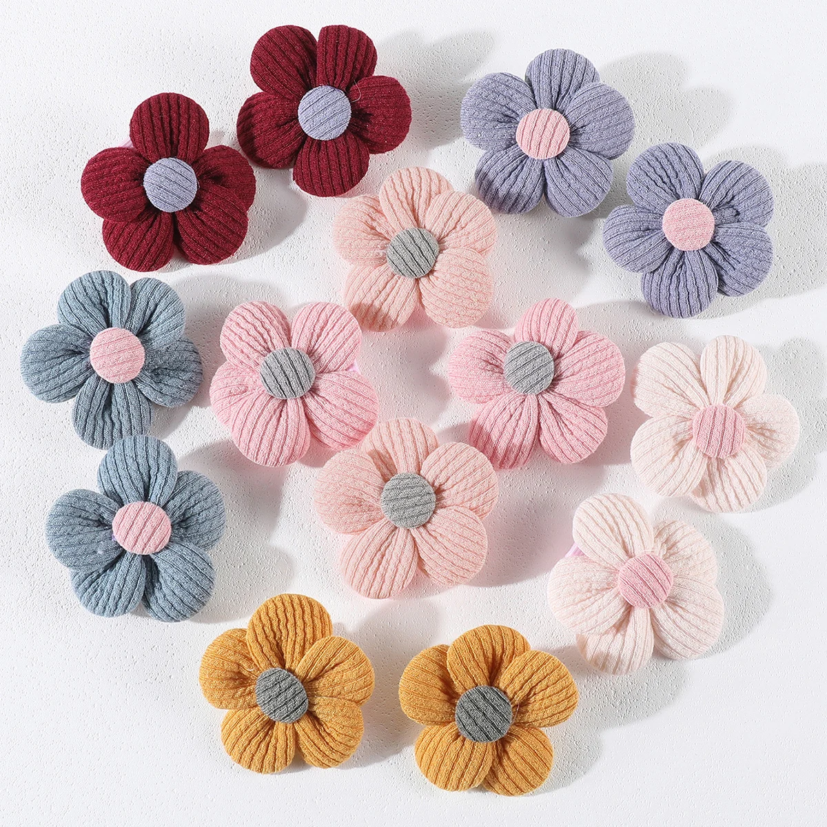 7/14Pcs Set Children Cute Fabric Flower Hair Clip Hair Accessories Sweet Girl Hairpins Baby Headdress Barrettes Kids Headwear