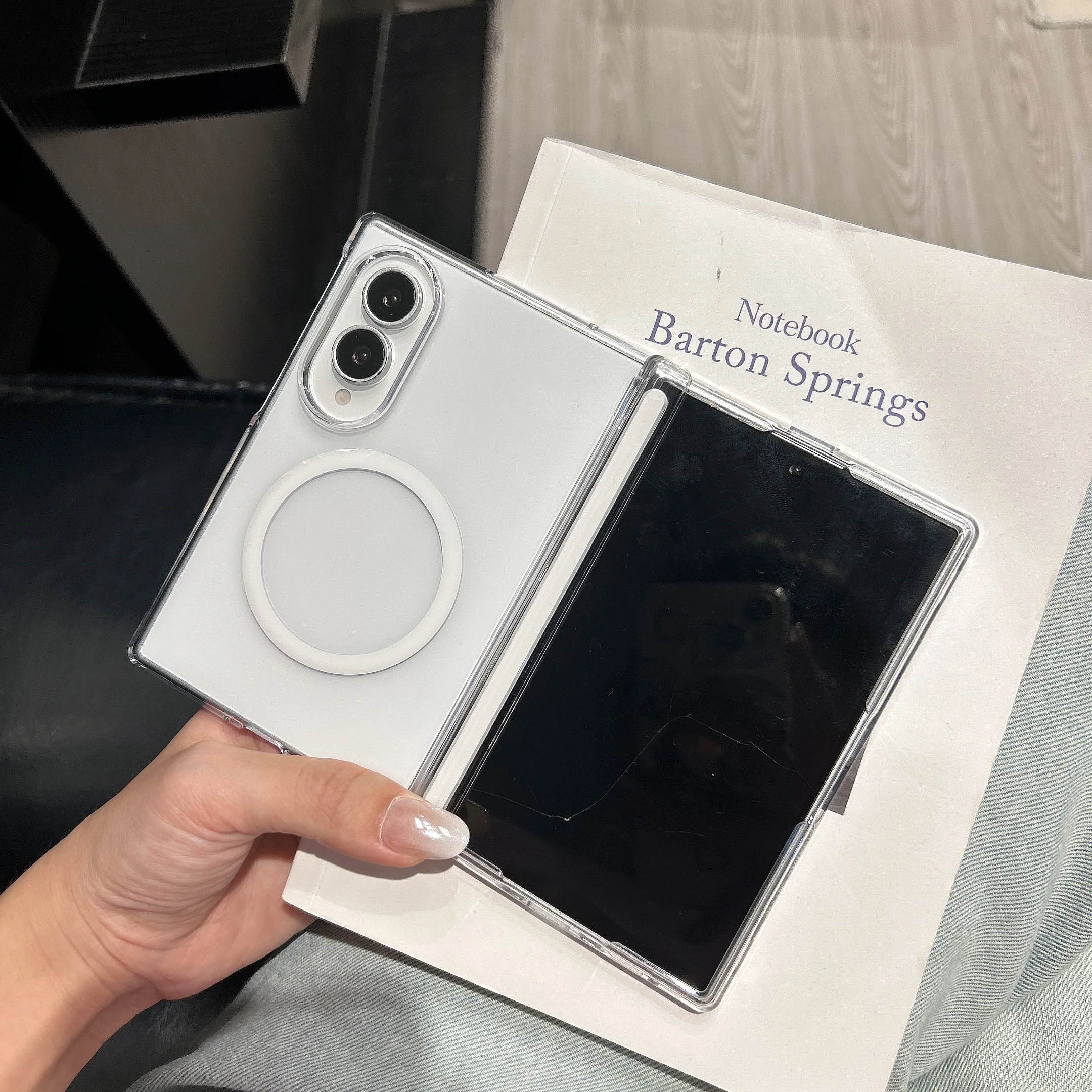 Luxury Transparent for Magsafe Case for Samsung Galaxy Z Fold 8 Wide Magnetic Hinge Protection PC For Fold 8 Phone Cover