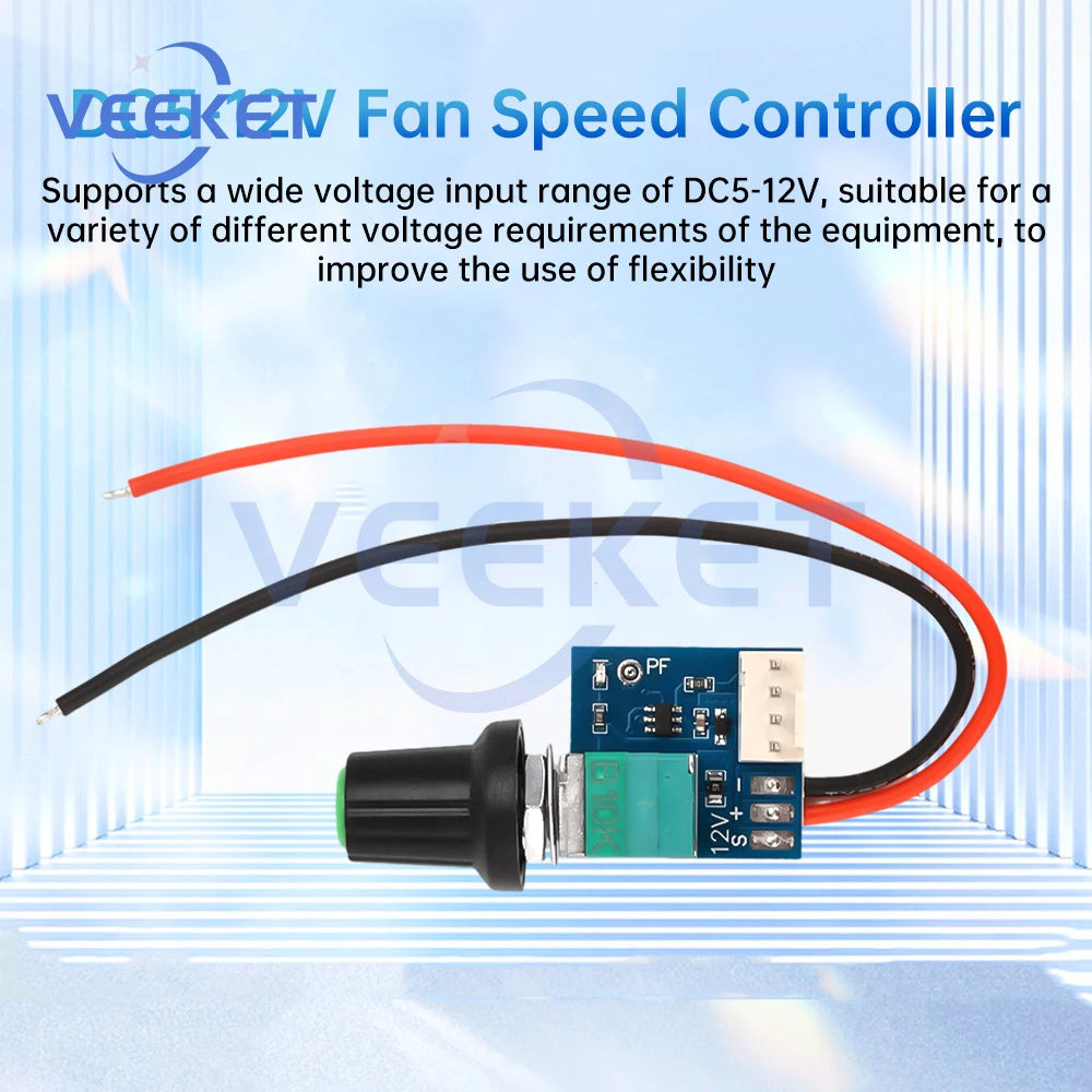 DC5-12V Manual 4-wire PWM fan Speed Controller With Switch Chassis 4-wire fan Speed Control Noise Reduction Can Be Shut Down