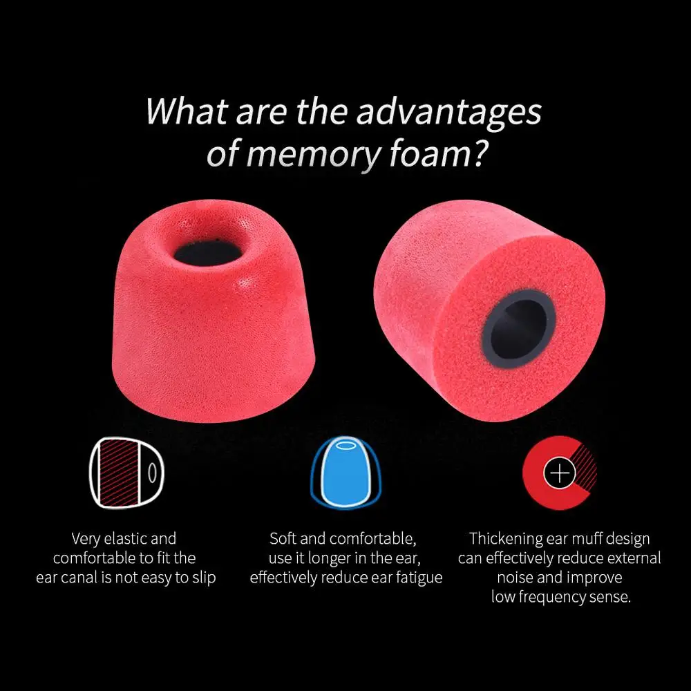 3Pair(6pcs) Universal Noise Isolating Ear Tips Pads Comfortable Upgrade Earbuds Replaceable Memory Foam