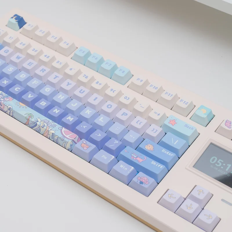 Summer shark cat keycaps Original Cherry height PBT full five-sided hot sublimation full set