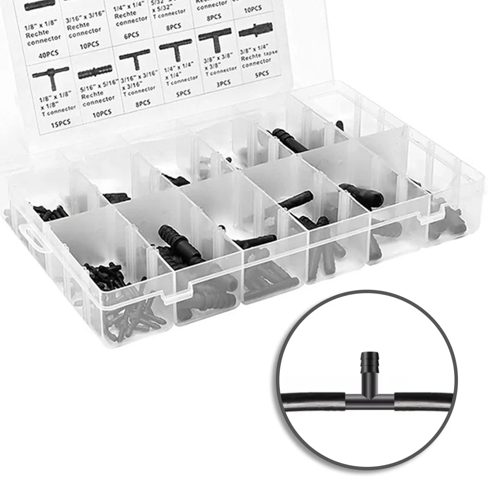 Black Vacuum Connector Kit Automotive Vacuum Connectors Engine Labeled Plastic Case Individually Packaged Sizes
