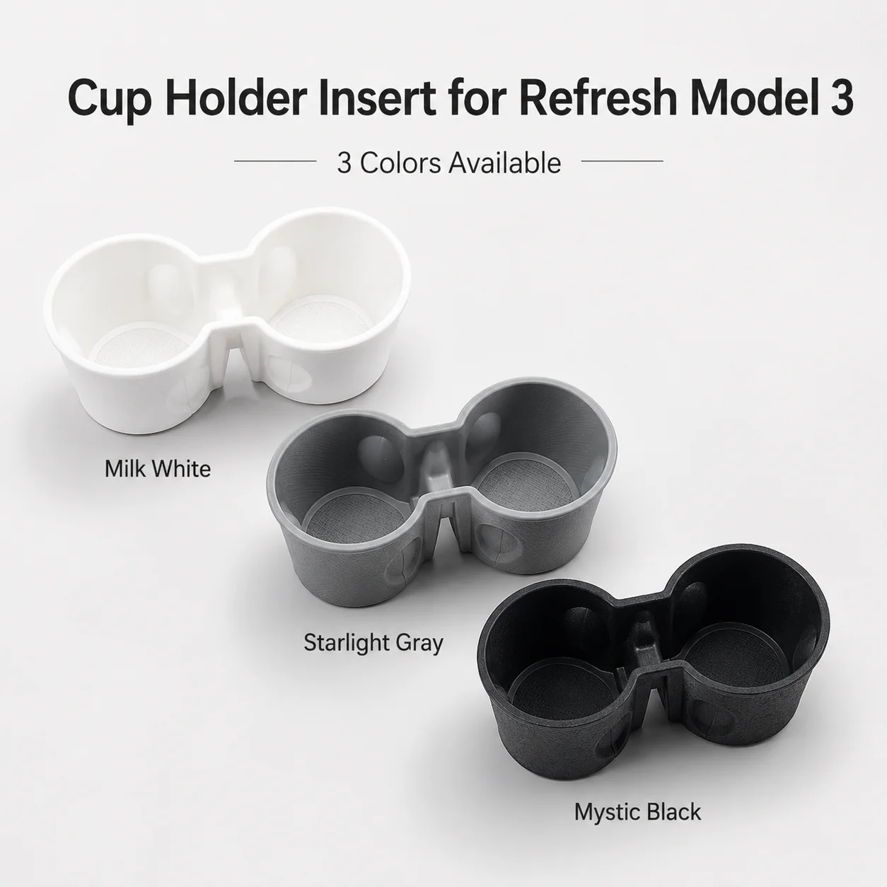 Silicone Cup Holder Pad for Tesla Model 3, Anti-Slip Cup Limiter, Center Console Drink Organizer Accessory