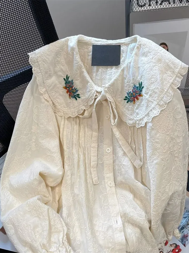 Losse Kanten Kraag irt voor plus Size Vrouwen Lente Herfst Knoop Tie Drapey Bovenkleding Meisje Sle Button ort Sve