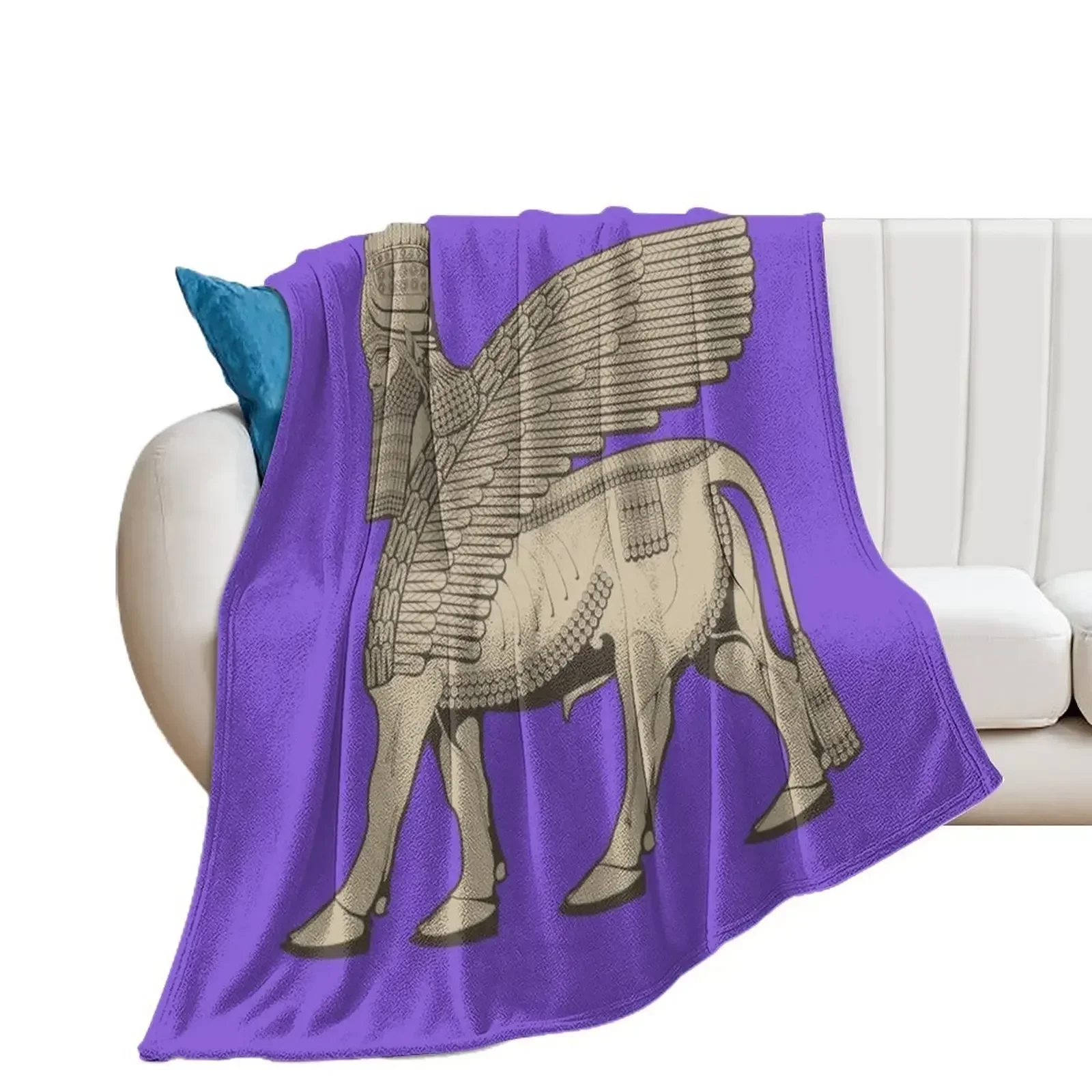 Lamassu Winged Bull Assyrian Throw Blanket Summer Soft Blankets