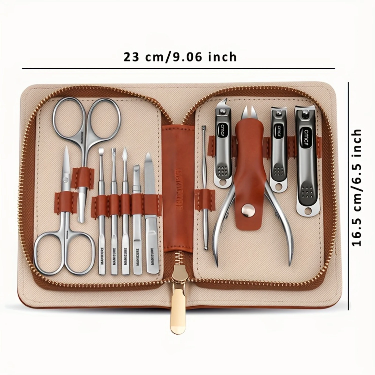 Manicure Set With Morandi Grey Top-Grade PU Leather Packaging Nail Clipper Kits Perfect Gift Friends