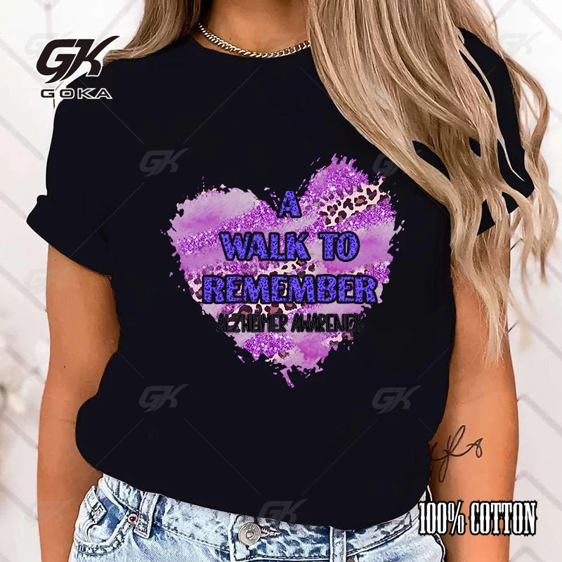 Fashion T-Shirt A Walk To Remember Alzheimer Awareness Love Print Designed Summer Tops Tees