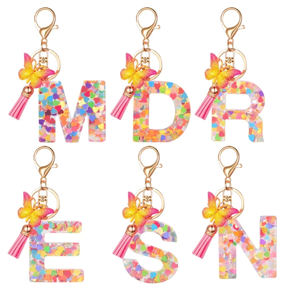 Mode DIY A-Z Buchstaben schlüsselbund Metall Halter Pendent Schlüssel Kette Frauen Auto Schlüssel Ring Einfache Brief Name Schlüssel Party geschenk Schmuck – Detail 1