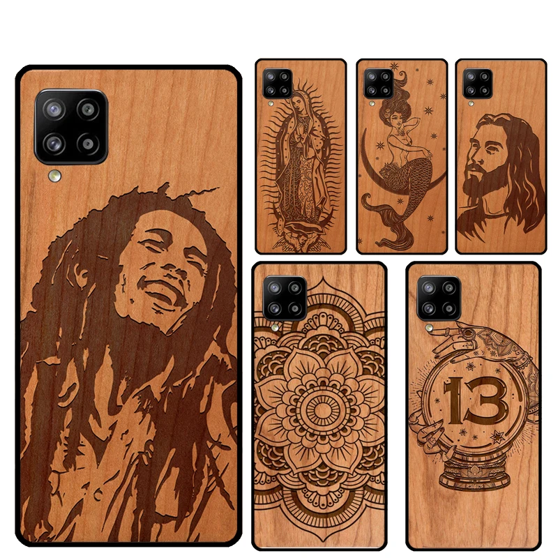 Buddha Jesus Guadalupe Wood For Samsung Galaxy A56 A36 A26 A16 A05 A06 A22 A32 A52 A54 A34 A14 A55 A15 A53 A33 A35 Case
