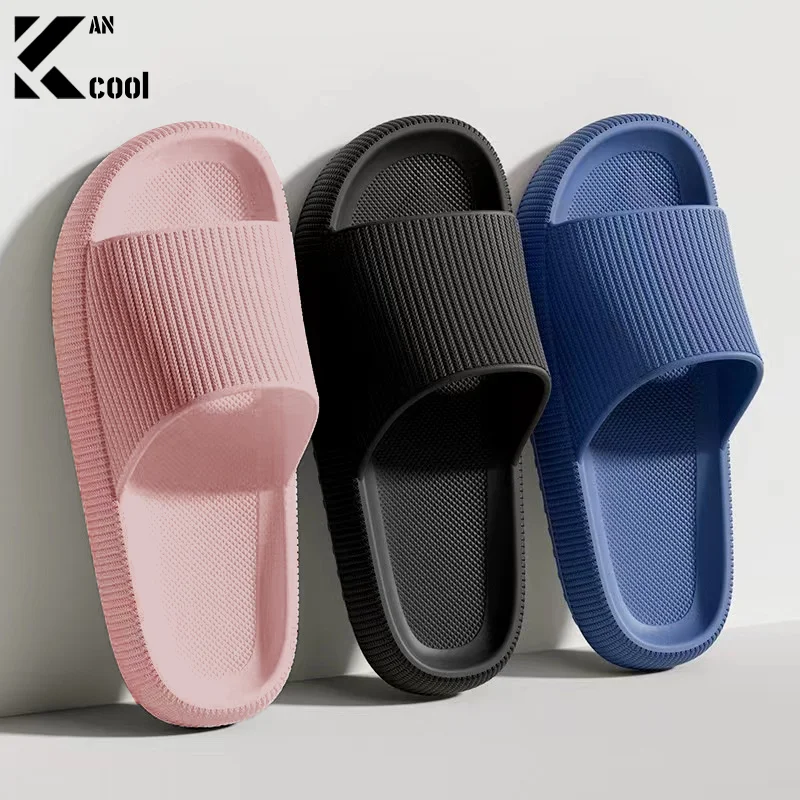 Summer Couple Shoes Women Bathroom Slippers Cloud Cushion Slides Flat Sandals Thick Platform Shoes Man Indoor Non-Slip Flip Flop