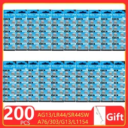 50-200PCS AG13 LR44 A76 357 357A LR1154 SR1154 SR44 Alkaline Battery For Watch Calculator Car Key Remote Clock Button Coin Cell