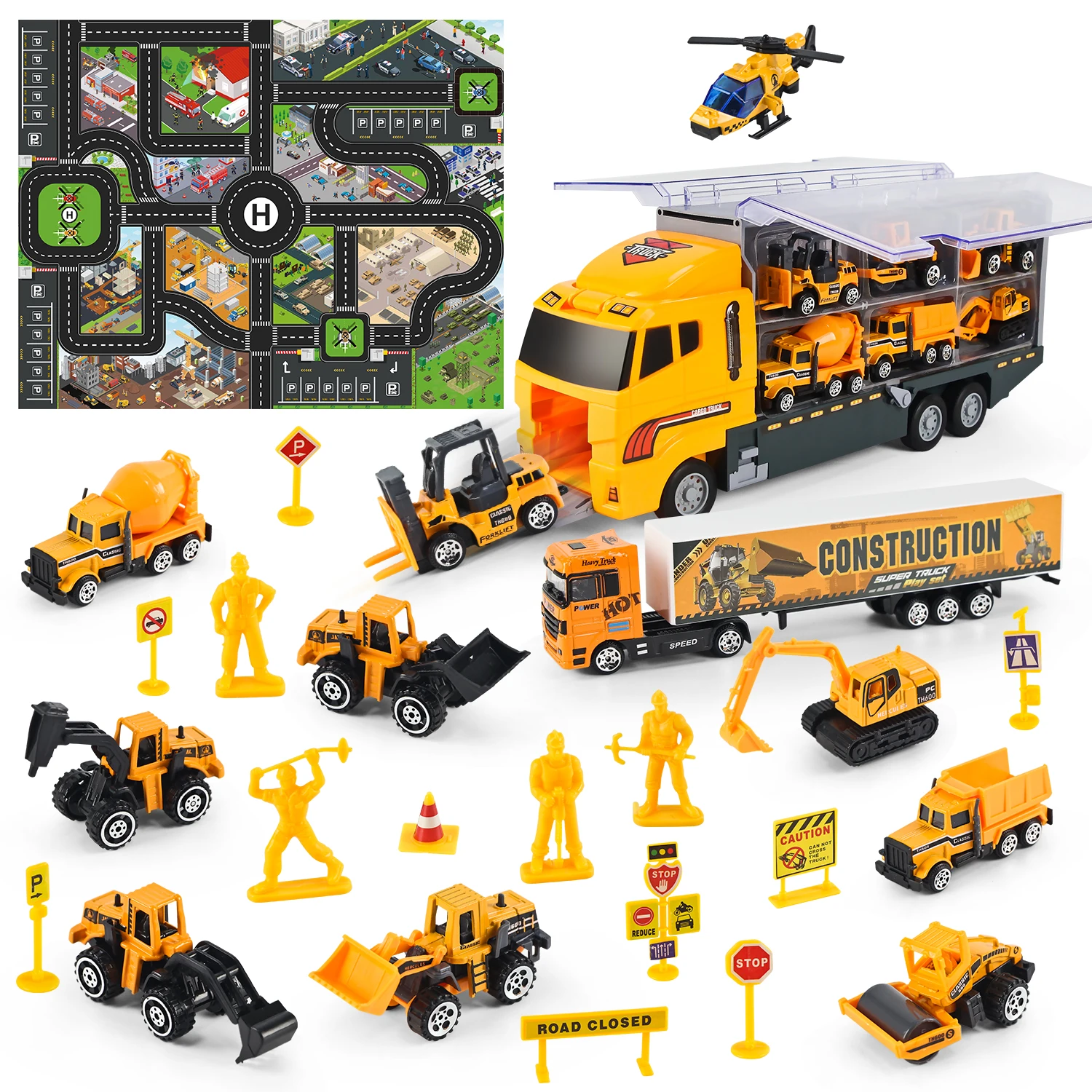 Big Construction Trucks Set 1:64 Scale Toys Mini Diecast Alloy Car Model Engineering Toys veicoli Carrier Truck Gifts ragazzi Toys