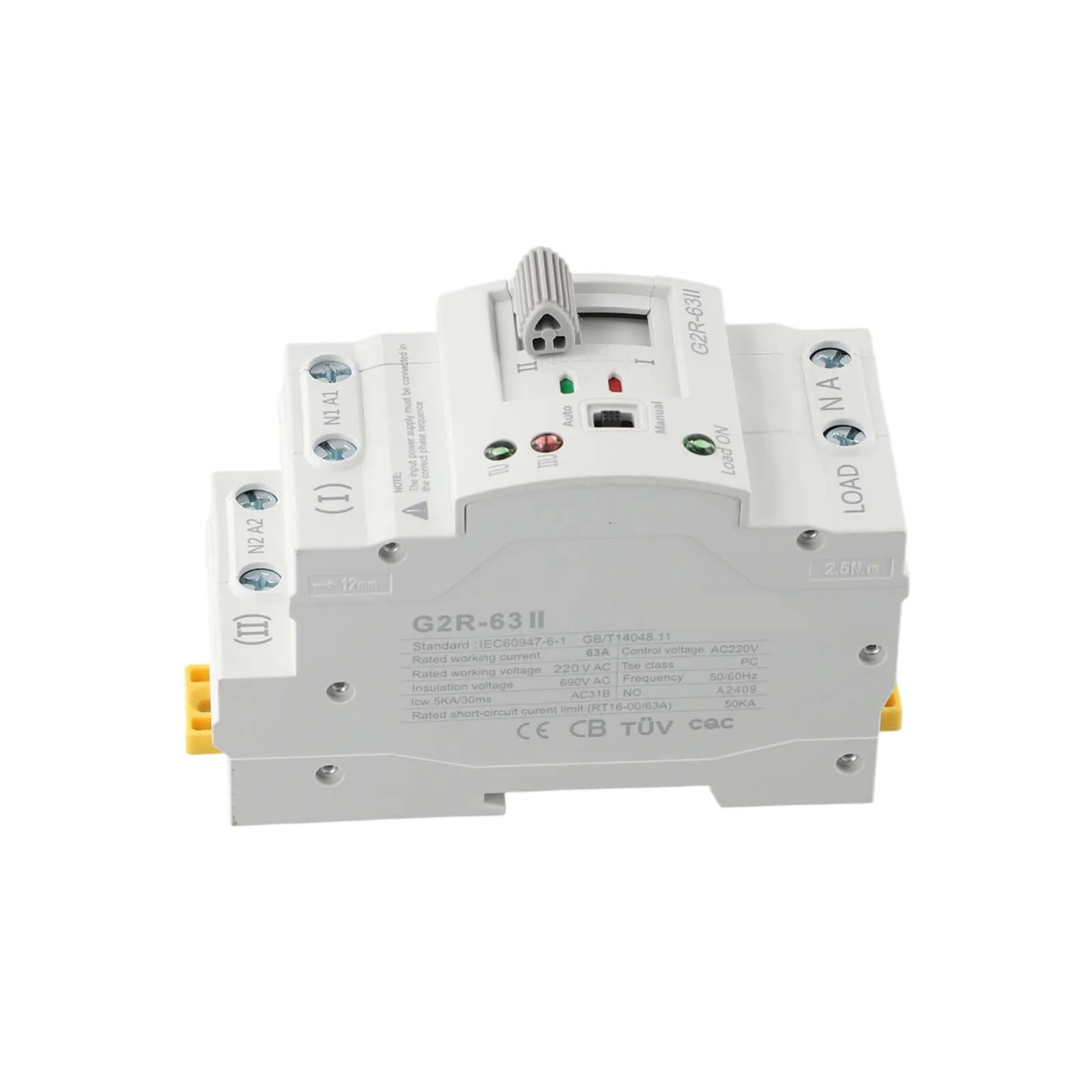 

ATS Dual Power Automatic Electrical Transfer Switch 2P 63A 220V For Generator Electrical Selector Switche Parts