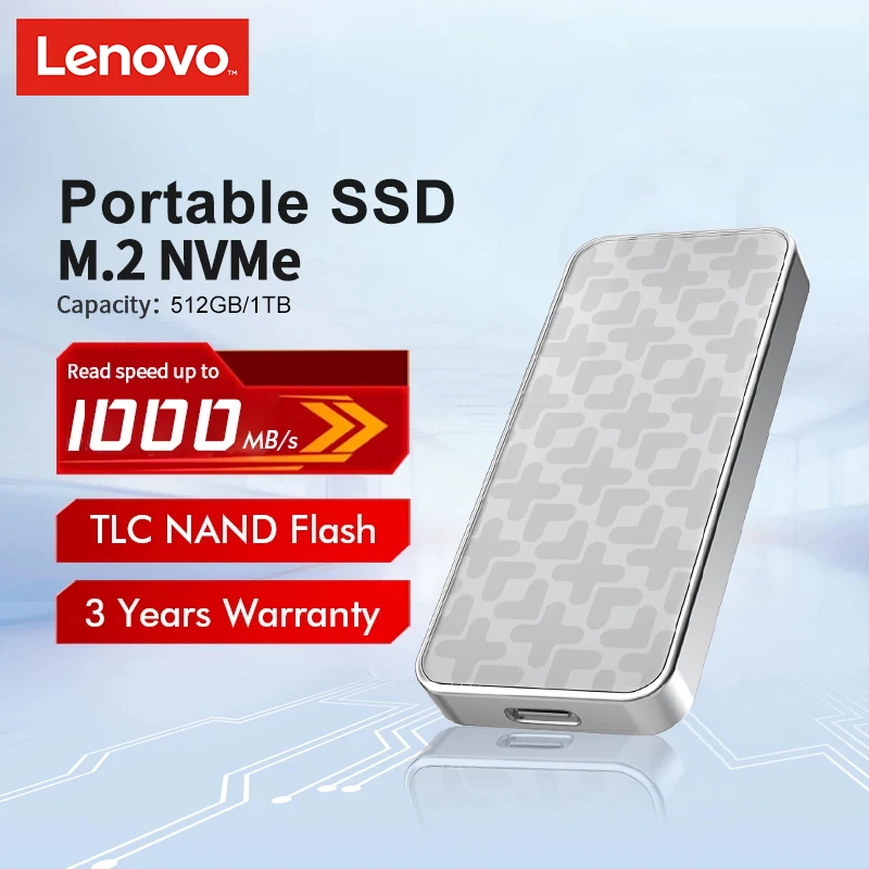 Lenovo Portable M2 SSD NVMe 512GB 1TB External Hard Drive High-speed Mobile Solid State Drive External Storage Decives for PC