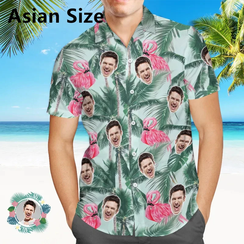 Fashion Custom Face Hawaiian Shirts For Men Summer Casual 3D Printed Short Sleeve Shirt Funny Streetwear Personalization Blouse