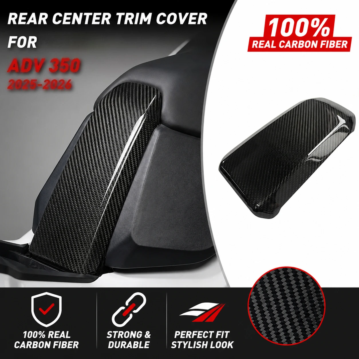 Carbon Fiber Seat Center Cover Trim Panel for Honda ADV 350 2025-2026 Motorcycle parts